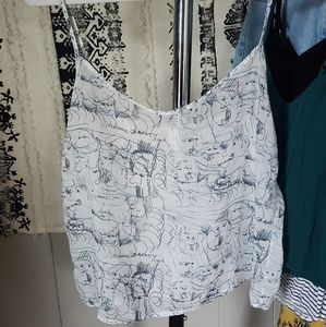 Graffiti Print Chiffon Cami